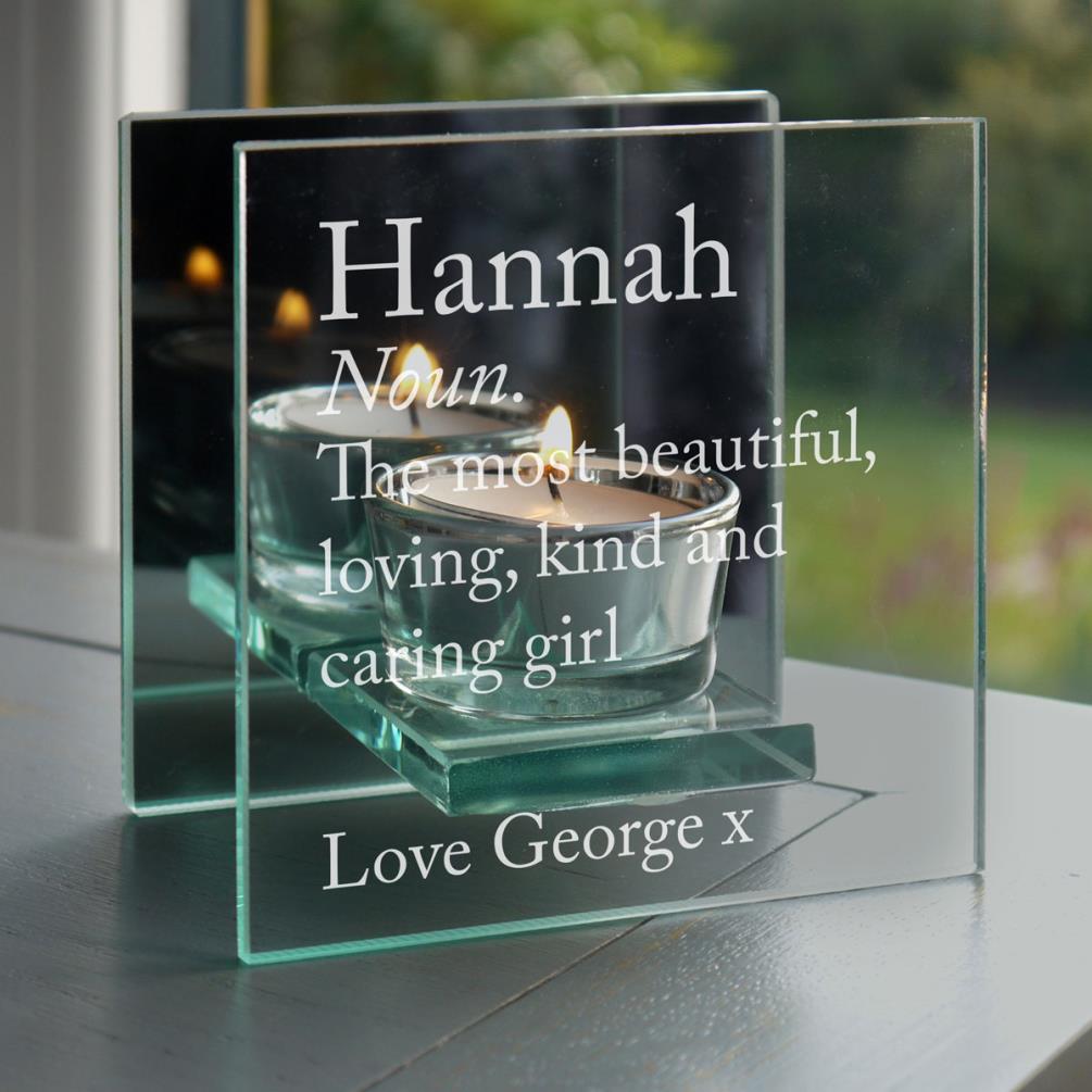 Personalised Definition Mirrored Glass Tea Light Candle Holder Extra Image 1